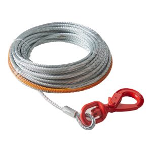 Galvanized Steel Winch Cable, 3/8 Inch X 50 Feet 15,200 Lbs Breaking Strength, Wire Winch Rope With Swivel Hook, Towing Cable Heavy Duty, Universal Fit For SUV, Large Off-Road Vehicle, Truck