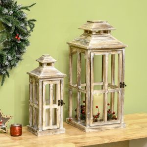 2 Pack 28"/20" Large Rustic Lantern Decorative