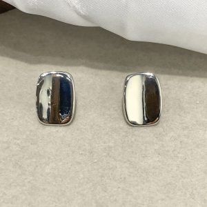 Silver Needle Cold Minimalist Rectangular Stud Earrings