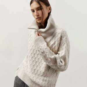Women's High-neck Half Zip Sweater