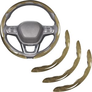 Carbon Fiber Steering Wheel Covers 3 Piece Clip On Steering Wheel Cover Yellow