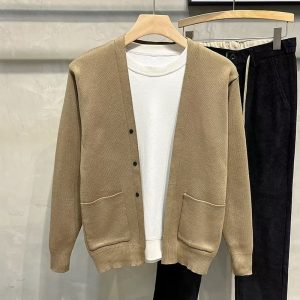 Machine Washable Men's Knitted Cardigan Coat