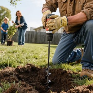 A Spiral Drill Bit For Planting, 1.57 Inches In Diameter X 16.54 Inches In Length, Heavy-duty Bulb Planting Tool, Drilling Attachment For Garden Post Hole Diggers And Fence Hole Digging.