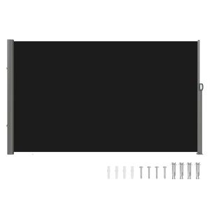 Retractable Side Awning 118' X 71', Retractable Patio Screen Waterproof, Retractable Room Divider Black For Privacy, Garden, Outdoor, Patio And Terrace