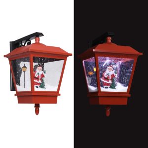Christmas wall light with LED light and Santa Claus, red