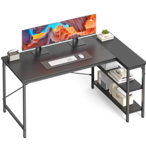 L Shaped Desk 47 Inch Computer Desk Gaming Furniture Corner Desks Home Office PC Table With Reversible Storage Shelves