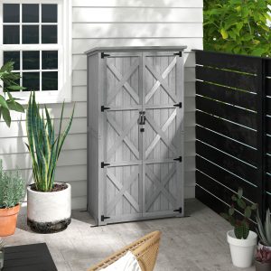 Outdoor Storage Cabinet Garden Shed with Waterproof Asphalt Roof and Lockable Doors
