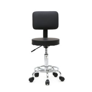 Round Shape Adjustable Salon Stool With Back Black
