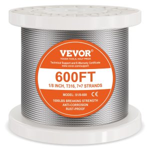 T316 Stainless Steel Cable 1/8" 7x7 Steel Wire Rope 600 Ft Cable Railing