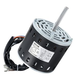 1/2HP Furnace Blower Motor, 208/230V 2.7Amps, 1075RPM 5 Speeds, CW/CCW Rotation, 48 Frame 3.4' Shaft Length, 7.5μF/450V Capacitor + 11' Hold Hoop