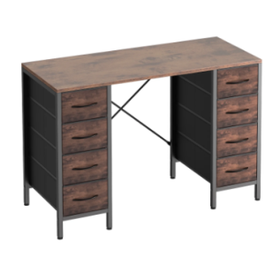 47-inch Computer Desk, 8 Fabric Drawers, Storage, X-shaped Reinforced Structure