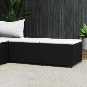 Garden Stools with Cushions, 2 Pieces, Poly Rattan