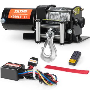 Electric Winch ATV UTV 4000 Lb Steel Cable IP55 Waterproof Remote Control