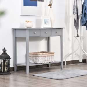 Console Table Industrial Desk with Drawer Bottom Shelf & Large Tabletop for Entryway or Living Room