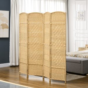 Folding Room Divider Screen 4 Panel 6' Tall Privacy Screen Freestanding Partition for Home Office