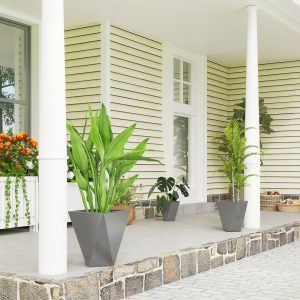 Indoor Outdoor Planters Set of 3 MgO Tall Planters Stackable Flower Pots with Drainage Holes for Garden