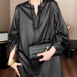 Spring And Autumn New Season Elegant Loose Slim Solid Color Dress