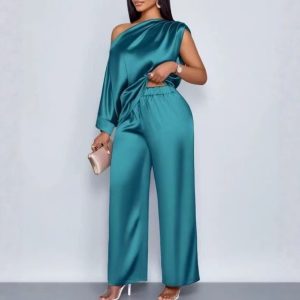 Fashion Casual Women's Satin Suit