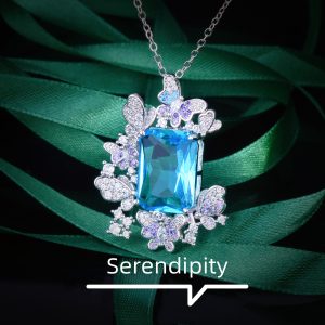 Goddess Of Light Sapphire Pendant With Morpho Blue From The Seine