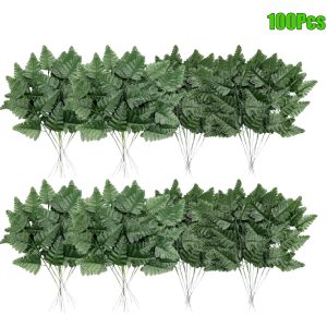 Artificial Fern Leaves Stem Green Cemetery Leaf Picks Wedding Flower Arrangements