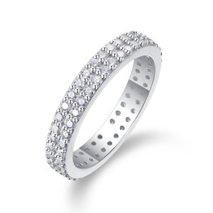 Starlight - Set With Top-quality Moissanite S925 Silver And Platinum-plated Diamond Wedding Ring. The Ring Can Be Inspected With A Diamond Pen