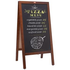 A Frame Chalkboard Sign, Double-Sided Sidewalk Signs, Freestanding Vintage Wooden Chalk Board With Chalks & Magnetic Eraser, Rustic Brown Outdoor Sandwich Board, 20"x40", Kitchen Home Wedding