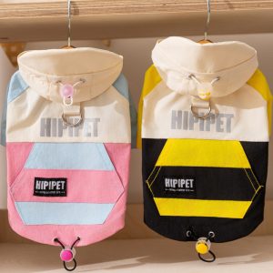 Pet Hoodie And Belt Loop - Fashionable Color Block Dog Sweatshirt For Small And Medium-sized Dogs