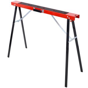 Saw Horses 2 Pack, Folding Portable Work Horse With Fast Open Legs, Convenient Handle, Heavy Duty Steel Sawhorse For Garage, Workshop, Fully Assembled,red Black Color
