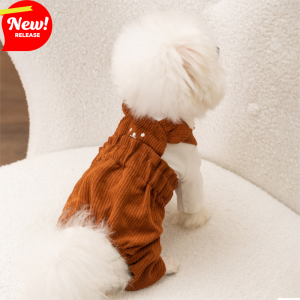 Autumn And Winter Puppy Four-legged Clothes, Cute Bear Corduroy Overalls, Bichon Frise Small Dog Warm Pet Clothes