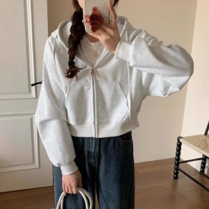 Women's Short Hooded Zip-up Sweatshirt