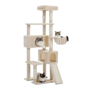 Cat Tree Tower, 65-inch Large Cat Tree, With Hammocks And Scratch Columns, A Comfortable And Fun Cat Jumping Platform Space