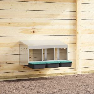Chicken Nesting Box 3 Compartments Wall Mounted Galvanized