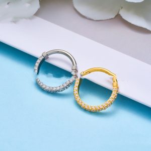 G23 Titanium Alloy Three-sided Inlaid Zircon Nose Ring Earrings Human Body Piercing Accessories