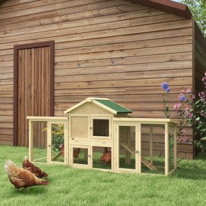 65" Chicken Coop Chicken House Rabbit Hutch Poultry Cage Hen Pen Backyard with Nesting Box