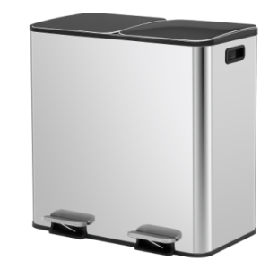 Trash Can With Lid - Large 80 Liter Stainless Steel Trash Can Dual Compartment Plastic Inner Bucket  Sealed Trash Can