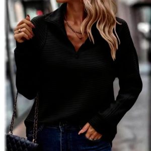 Amazon Best-selling Zip-neck Solid Color Hoodie For Women In Europe And America