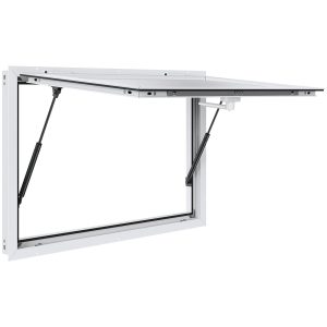 Concession Window 48"x36", Aluminum Alloy Food Truck Service Window With Awning Door & Drag Hook, Up To 85 Degrees Stand Serving Window For Food Trucks Concession Trailers, Glass Not Included