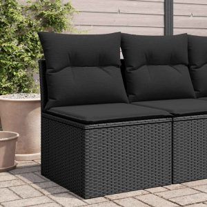 Garden Sofa without Armrests with Cushions Poly Rattan