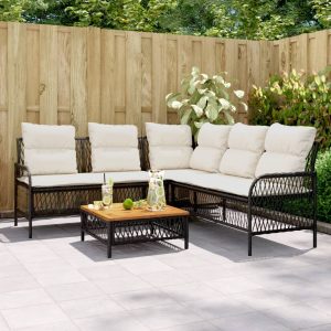 2-piece garden sofa set with cushions, poly rattan