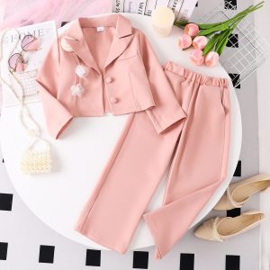 Bow Print Long Sleeve Pants For Children