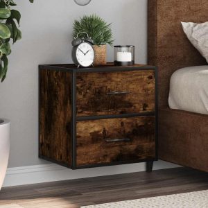 Wall-Mounted Nightstands, 2 pcs., Smoked Oak, 40x31x39.5 cm