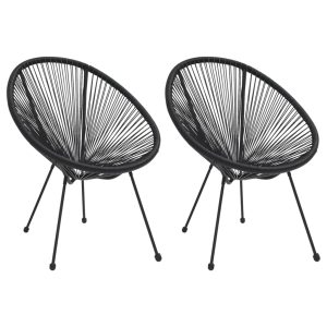 Moon Garden Chairs, 2 pcs., Rattan, Black