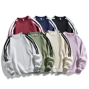 Casual Classic Double Bar Round Neck Heavyweight Youth Top