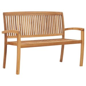 Garden Bench 2-Seater Stackable 128.5 cm Solid Teak Wood