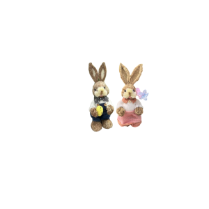 2025 New Two Handwoven Straw Rabbits, Crafted Entirely By Hand. Perfect For Newlywed Garden Courtyard Decorations, Wedding Venue Ornaments, Rustic Garden Accents, Or As Halloween Christmas Gifts.