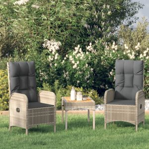 3-piece garden lounge set with cushions, poly rattan