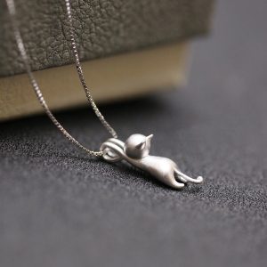 S925 Sterling Silver Necklace Cute Cat Sterling Silver Necklace