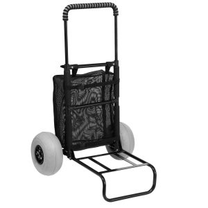 Beach Dolly With Big Wheels For Sand, 20.1" X 14.6" Cargo Deck, W/ 9" Balloon Wheels, 165LBS Loading Capacity Folding Sand Cart & 27.2" To 44.9" Adjustable Height, Heavy Duty Cart For Beach