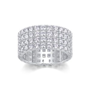 Sparkling And Brilliant - A Wedding Ring Set With Top-quality Moissanite S925 Silver And Platinum-plated Diamond. The Ring Can Be Inspected With A Diamond Pen