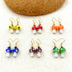 Niche  Polka Dot Glass Mushroom Earrings